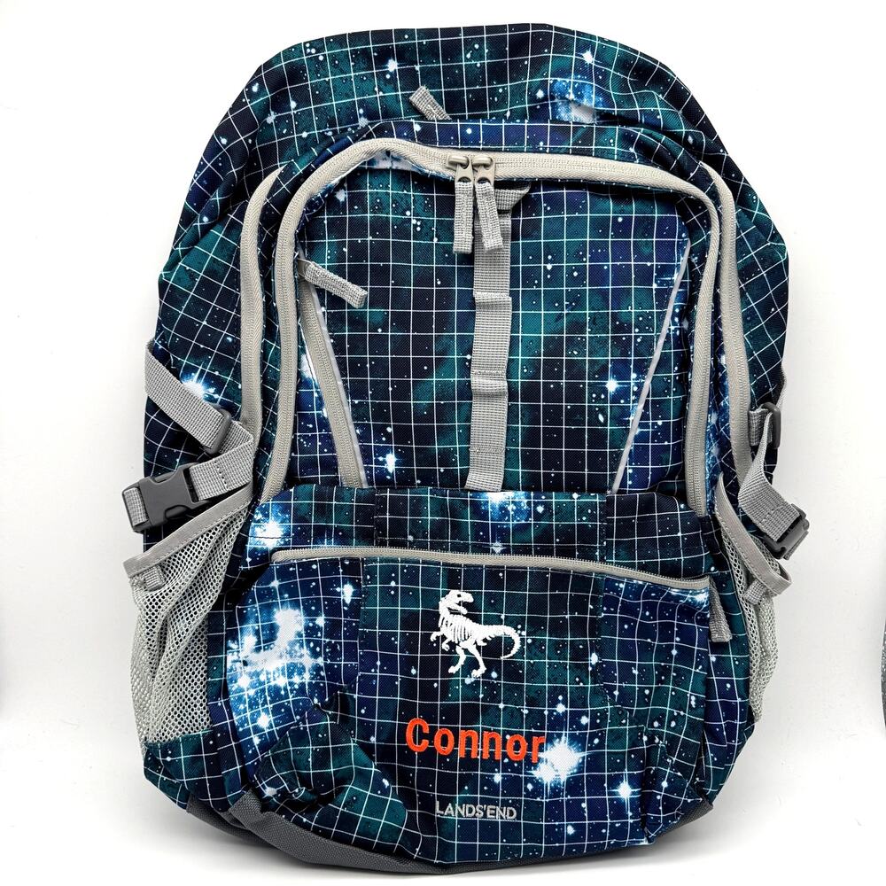 Lands End Backpack Large School Space Grid Solar System Galaxy Connor Dinosaur